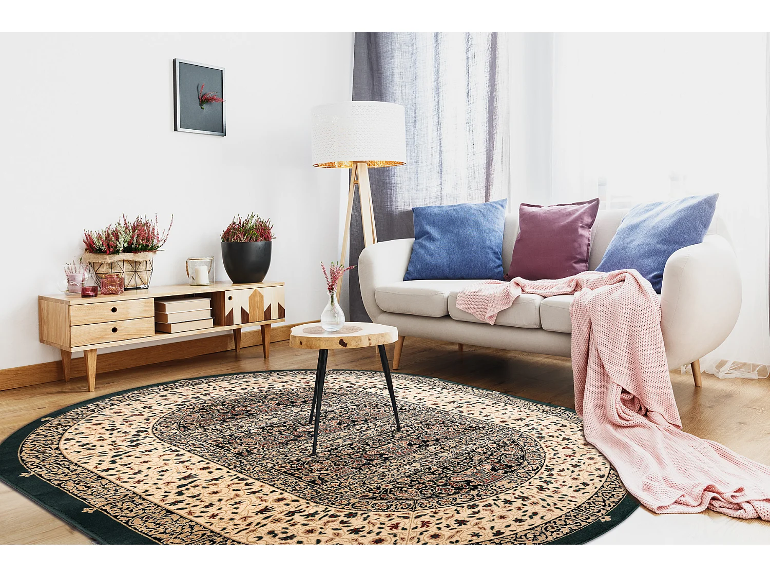 Tapis en laine POLONIA ovale VITRAIL émeraude 200x300 cm