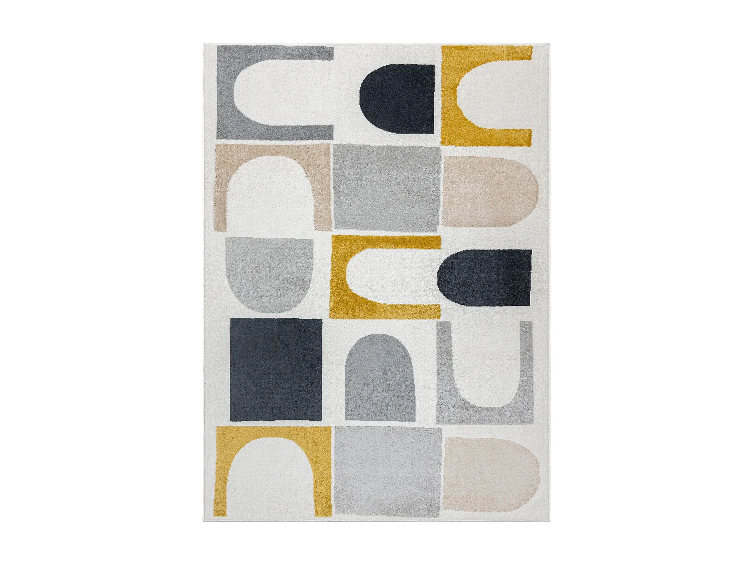 Teppich FUSION 0213 weiß / gelb - Geometrisch, modern, abstrakt 140x190 cm