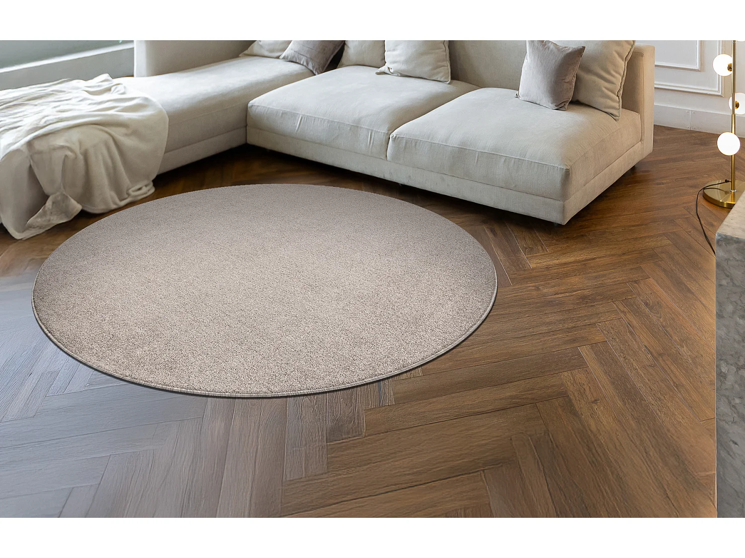 ETON PLUS Teppich Kreis beige, einfarbig, einheitlich, schlicht cercle 200 cm