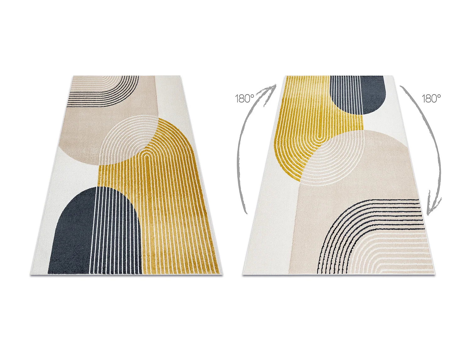 Tapis FUSION 0240 crème / jaune - Géométrique, moderne, abstrait 180x270 cm