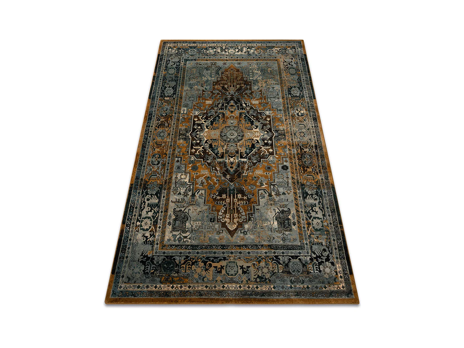 Tapis en laine POLONIA ALHAMBRA Ornement, cadre cognac  235x350 cm