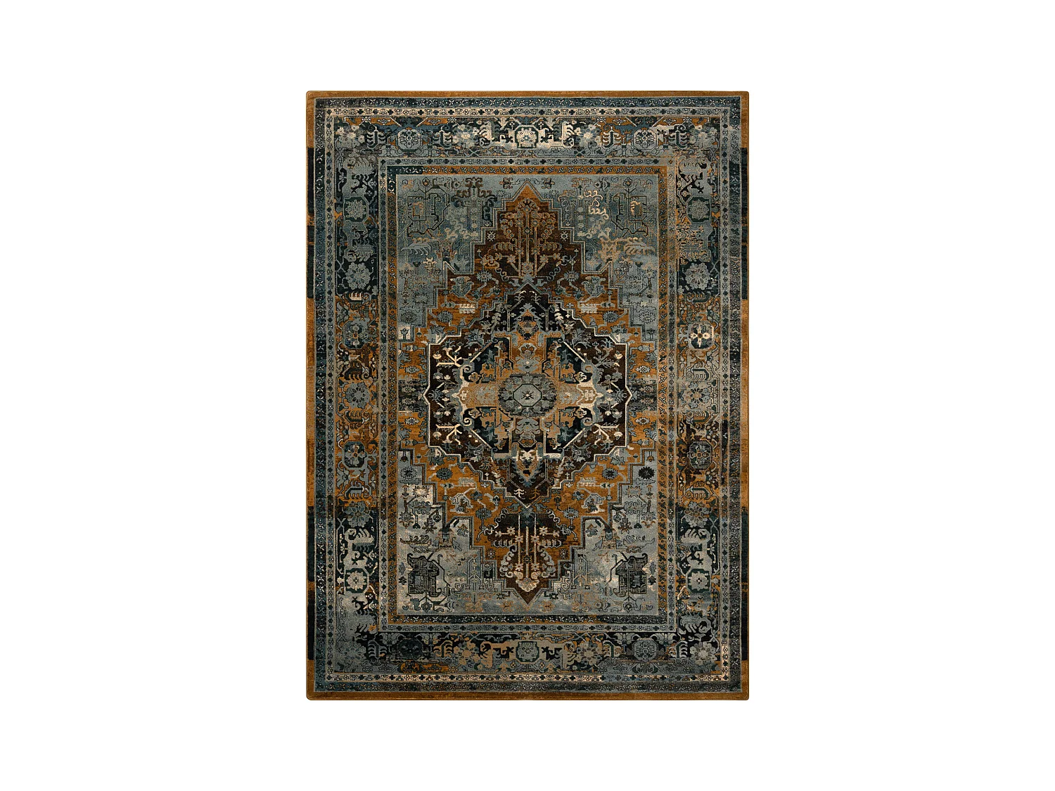 Tapis en laine POLONIA ALHAMBRA Ornement, cadre cognac  235x350 cm