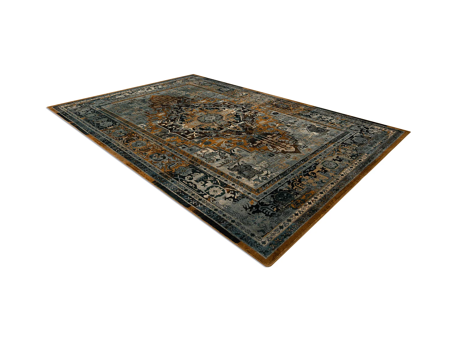 Tapis en laine POLONIA ALHAMBRA Ornement, cadre cognac  235x350 cm