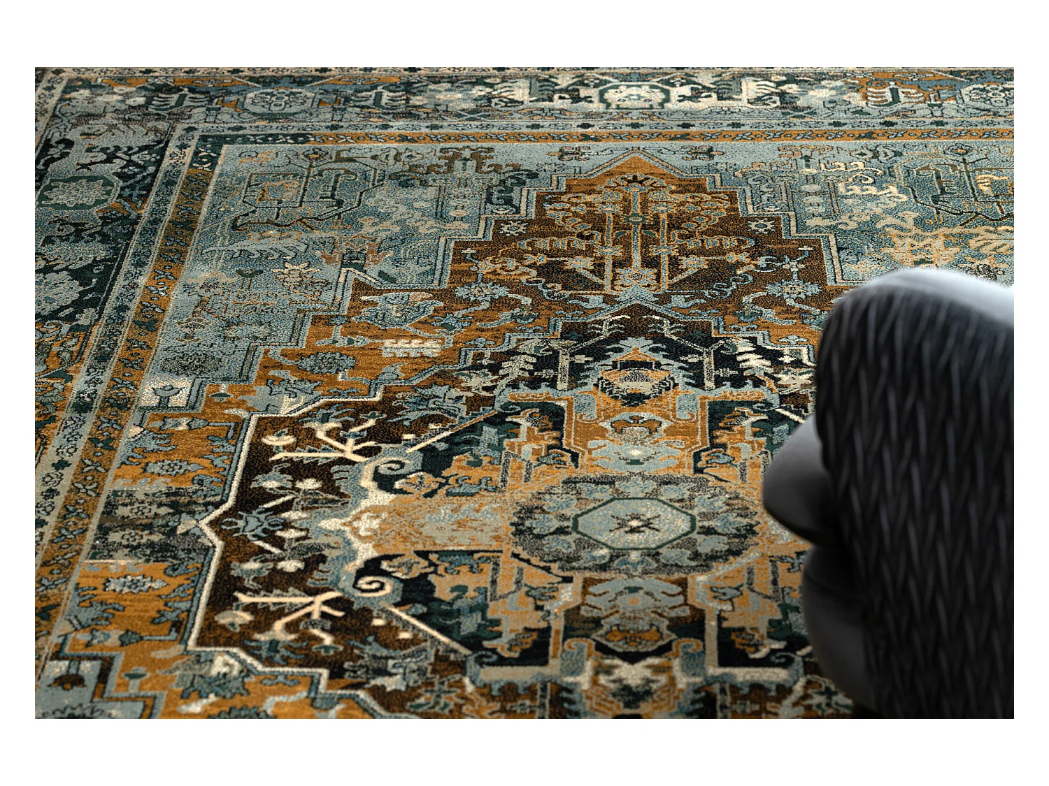 Tapis en laine POLONIA ALHAMBRA Ornement, cadre cognac  235x350 cm