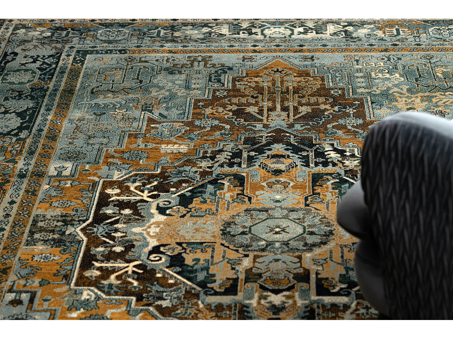 Tapis en laine POLONIA ALHAMBRA Ornement, cadre cognac  235x350 cm