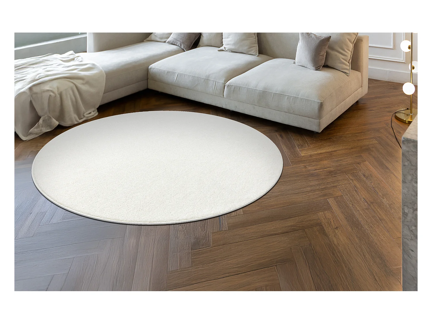 ETON PLUS Teppich Kreis creme, einfarbig, einheitlich, schlicht cercle 150 cm