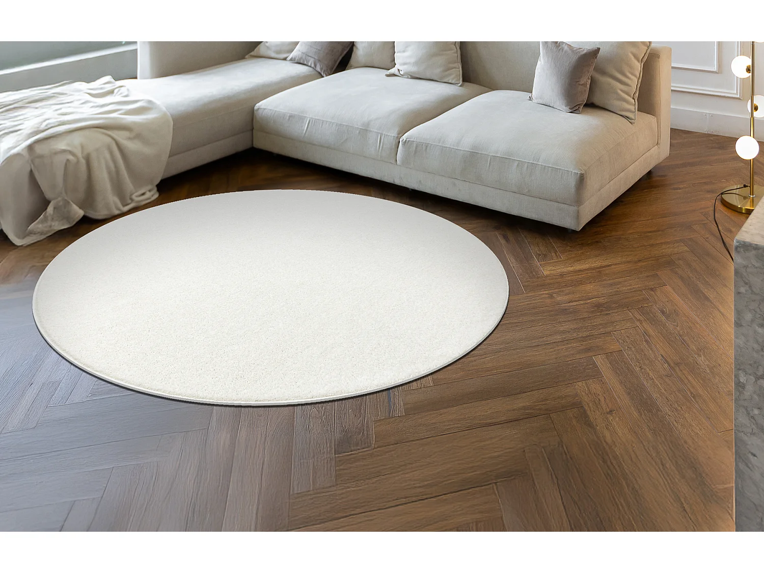 Dywan ETON PLUS koło krem jednolity, jednokolorowy, gładki cercle 150 cm