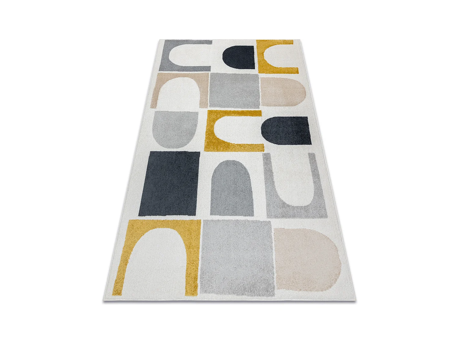 Tapis FUSION 0213 blanc / jaune - Géométrique, moderne, abstrait 80x150 cm