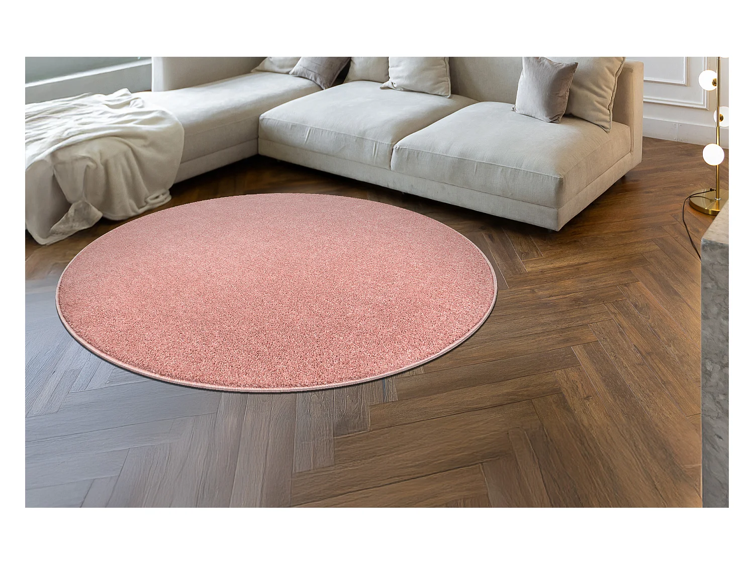 ETON PLUS Teppich Kreis Puderrosa, einfarbig, einheitlich, schlicht cercle 150 cm