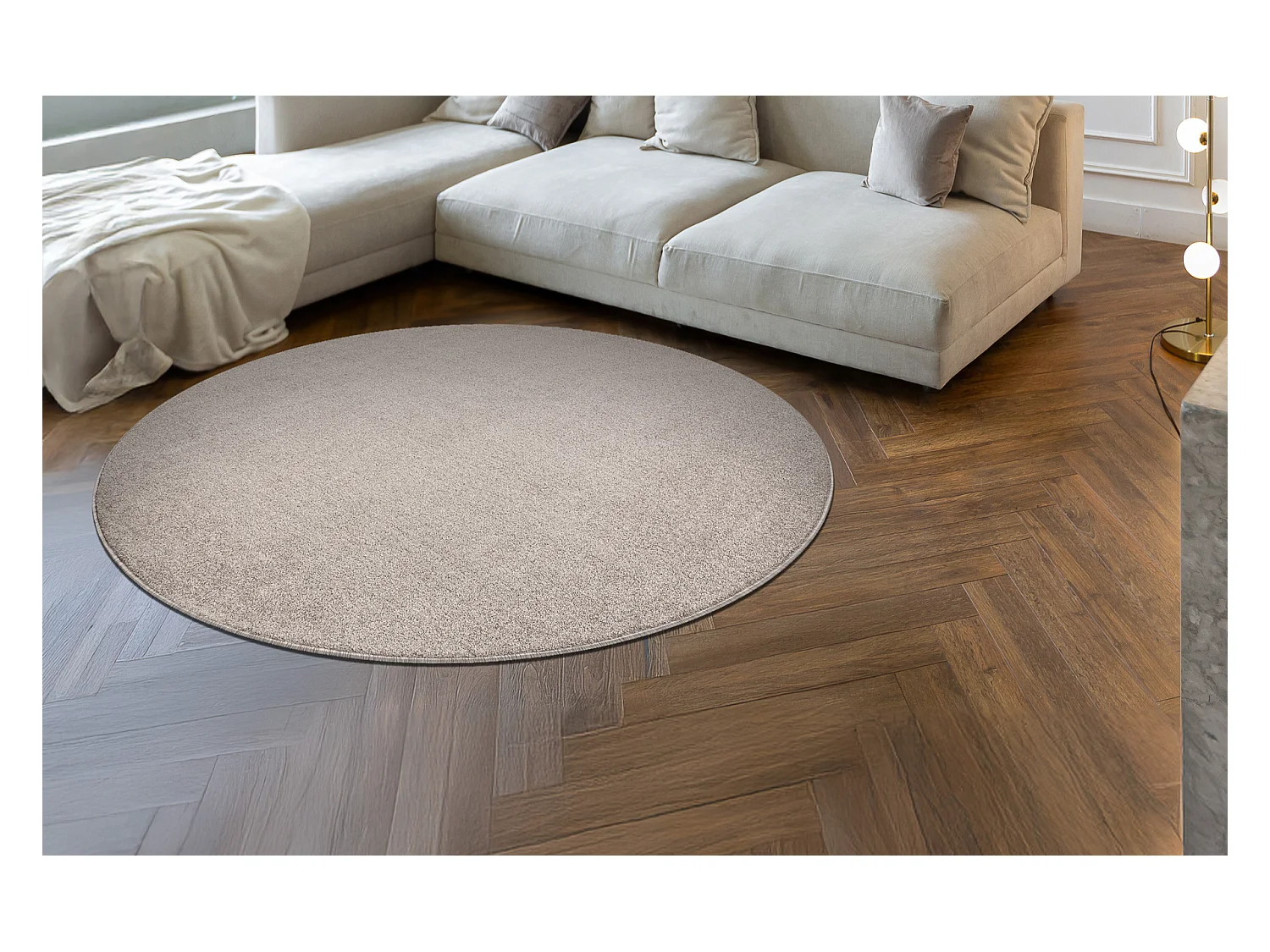 ETON PLUS Teppich Kreis beige, einfarbig, einheitlich, schlicht cercle 150 cm