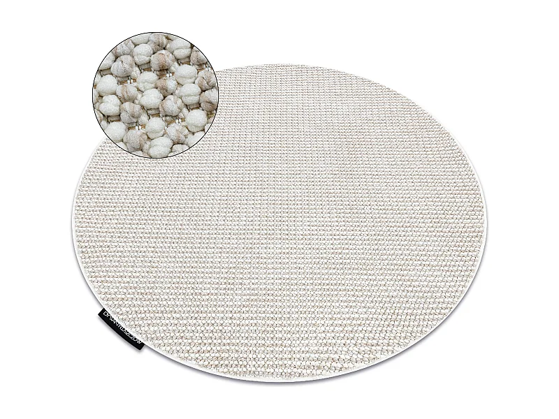 Teppich CASABLANCA LOOP Kreis weiß / beige Schleife weich cercle 133 cm