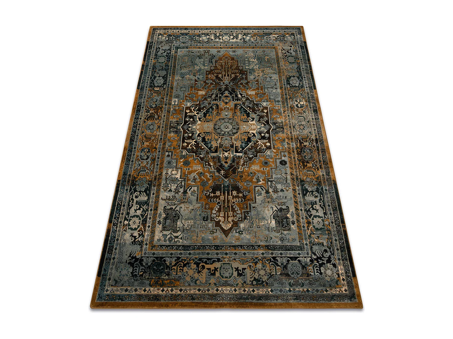 Tapis en laine POLONIA ALHAMBRA Ornement, cadre cognac  200x300 cm