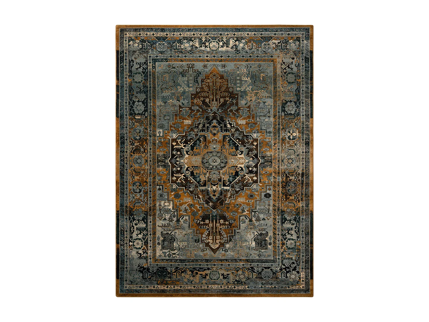 Tapis en laine POLONIA ALHAMBRA Ornement, cadre cognac  200x300 cm