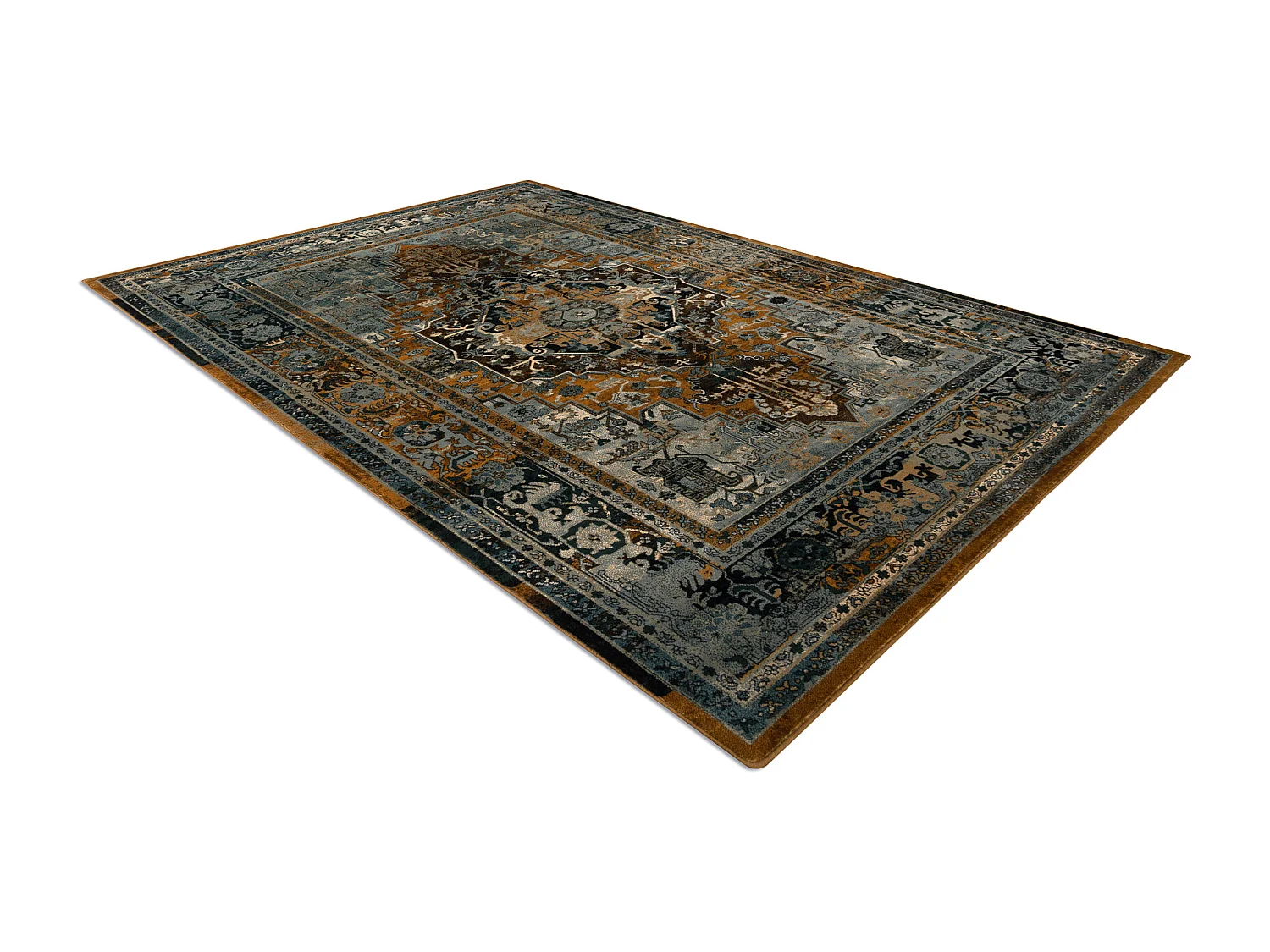 Tapis en laine POLONIA ALHAMBRA Ornement, cadre cognac  200x300 cm