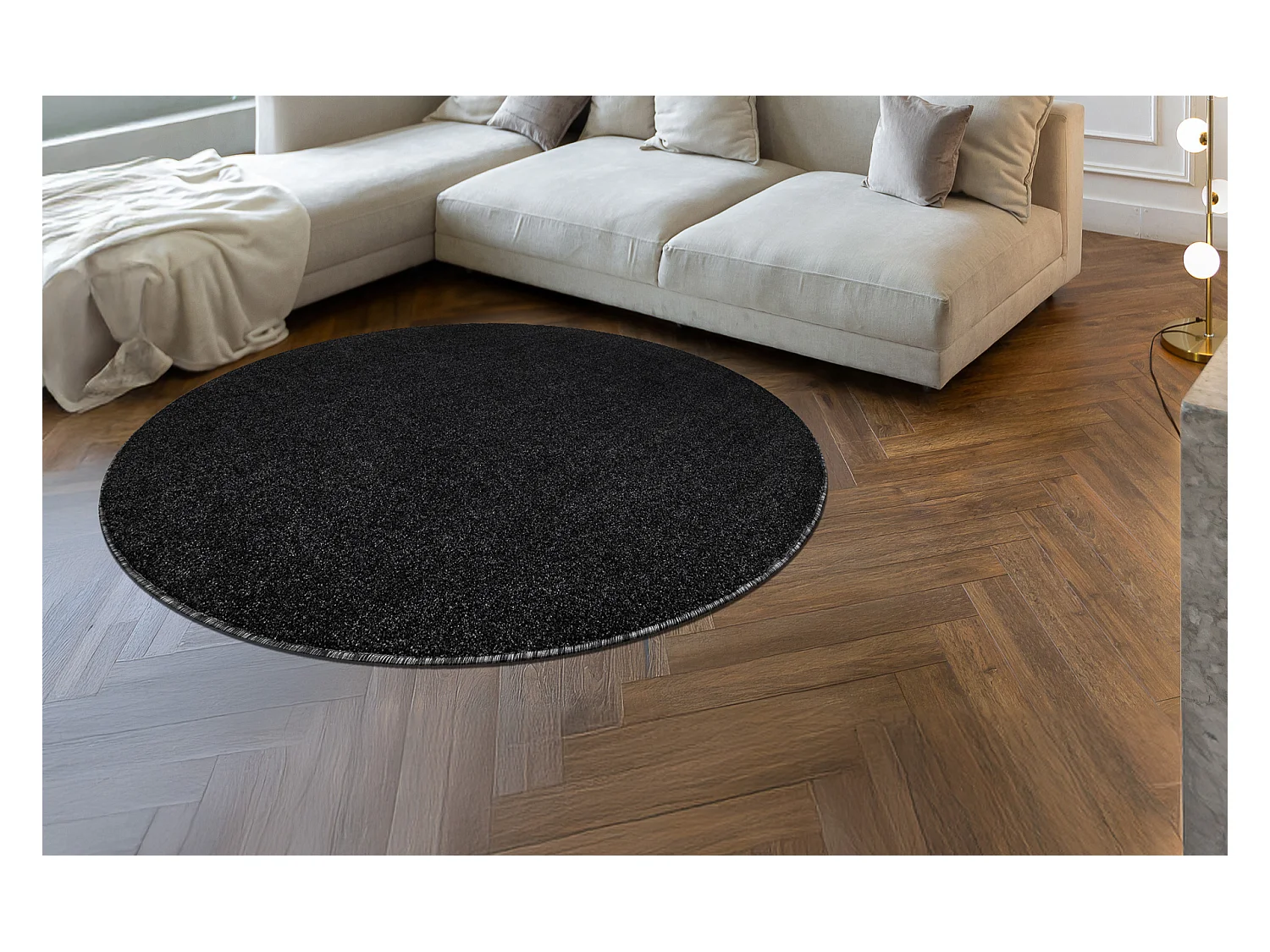 Tapis ETON PLUS cercle Mélange anthracite / argent cercle 200 cm