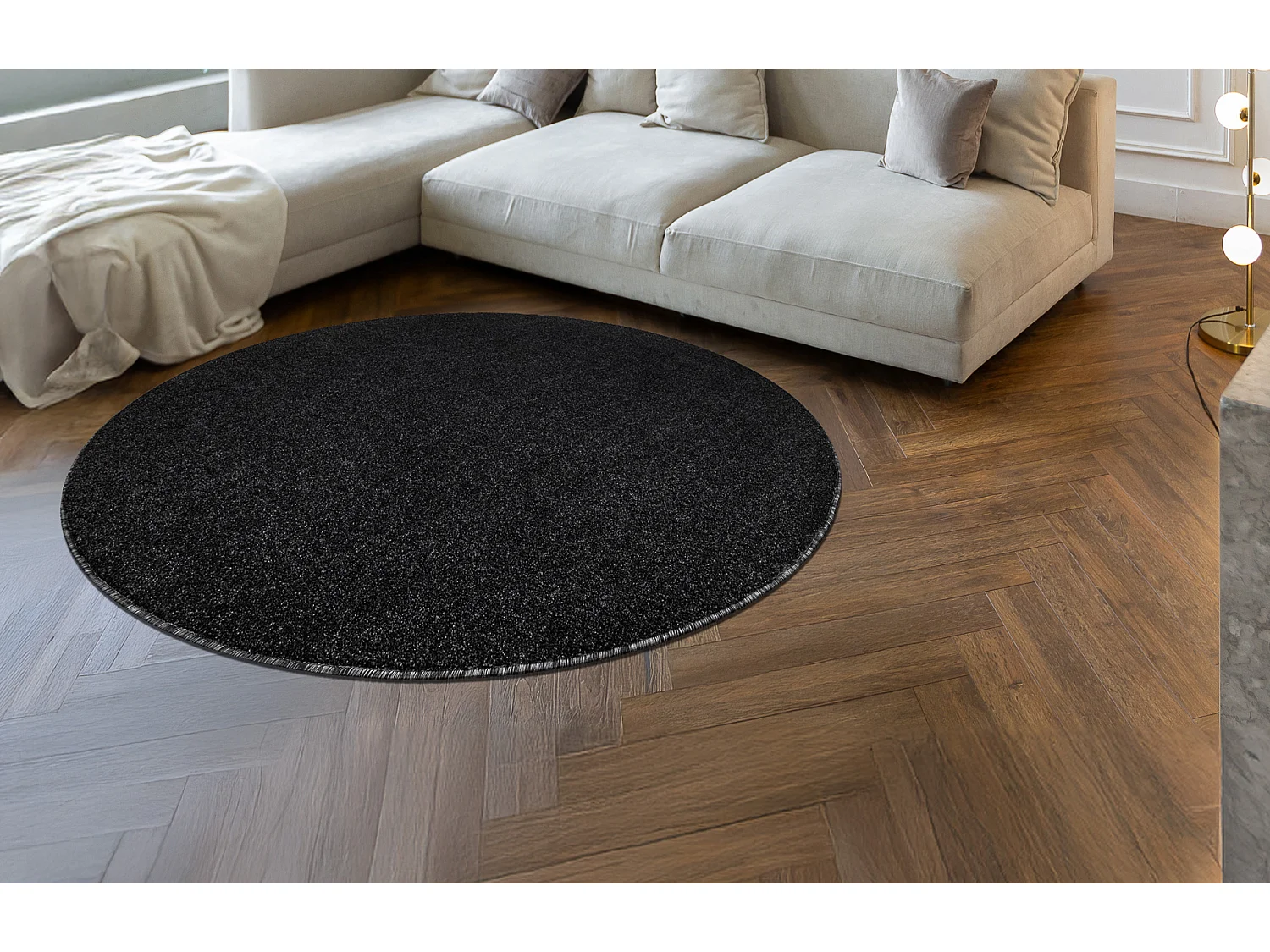 ETON PLUS tapijt cirkel Melange antraciet / zilver cercle 150 cm