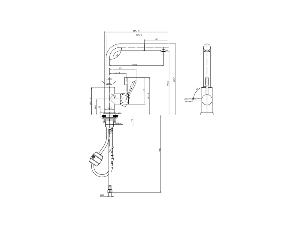 Robinet cuisine avec douchette VILLEROY ET BOCH Steel Shower window noir mat