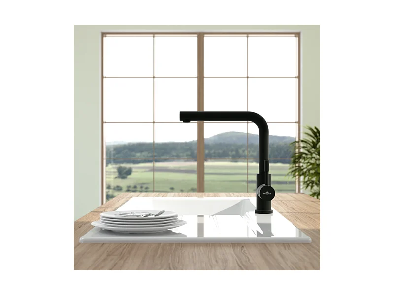 Robinet cuisine avec douchette VILLEROY ET BOCH Steel Shower window noir mat