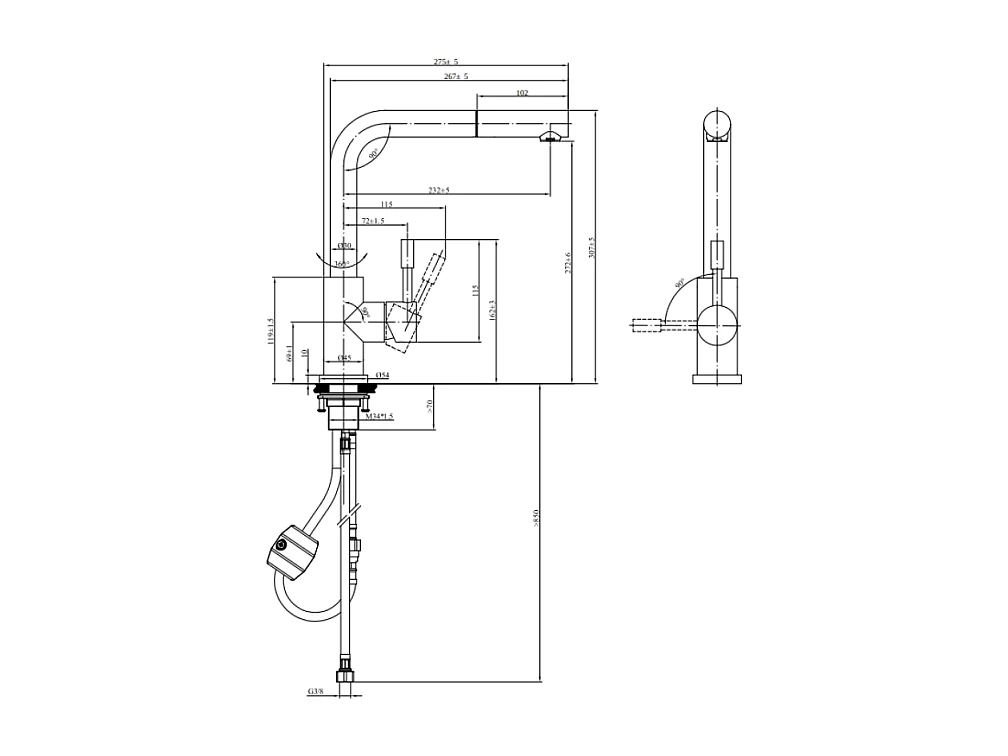 Robinet cuisine avec douchette VILLEROY ET BOCH Steel Shower window noir mat