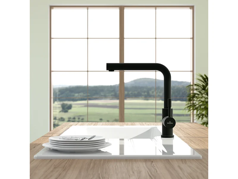 Robinet cuisine avec douchette VILLEROY ET BOCH Steel Shower window noir mat