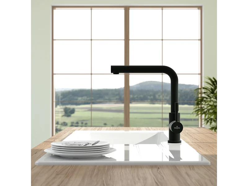 Robinet cuisine avec douchette VILLEROY ET BOCH Steel Shower window noir mat