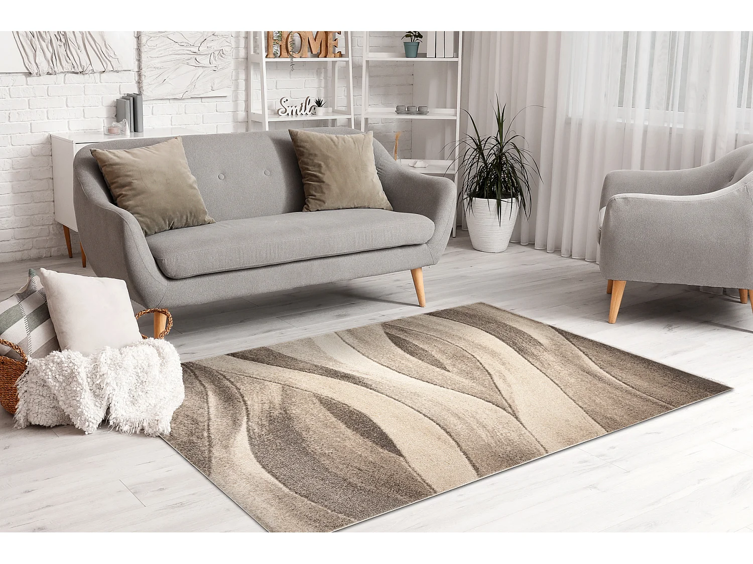 Teppich FUSION 1617 beige / creme - Wellen, modern, abstrakt 240x330 cm