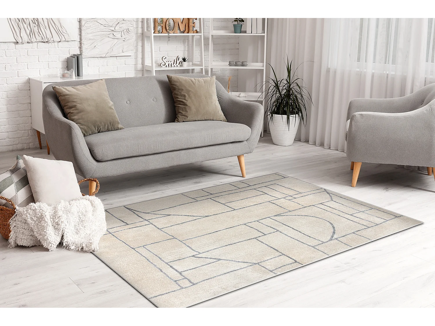 Tapis FUSION 0806 crème / gris clair - Géométrique, moderne, abstra 180x270 cm