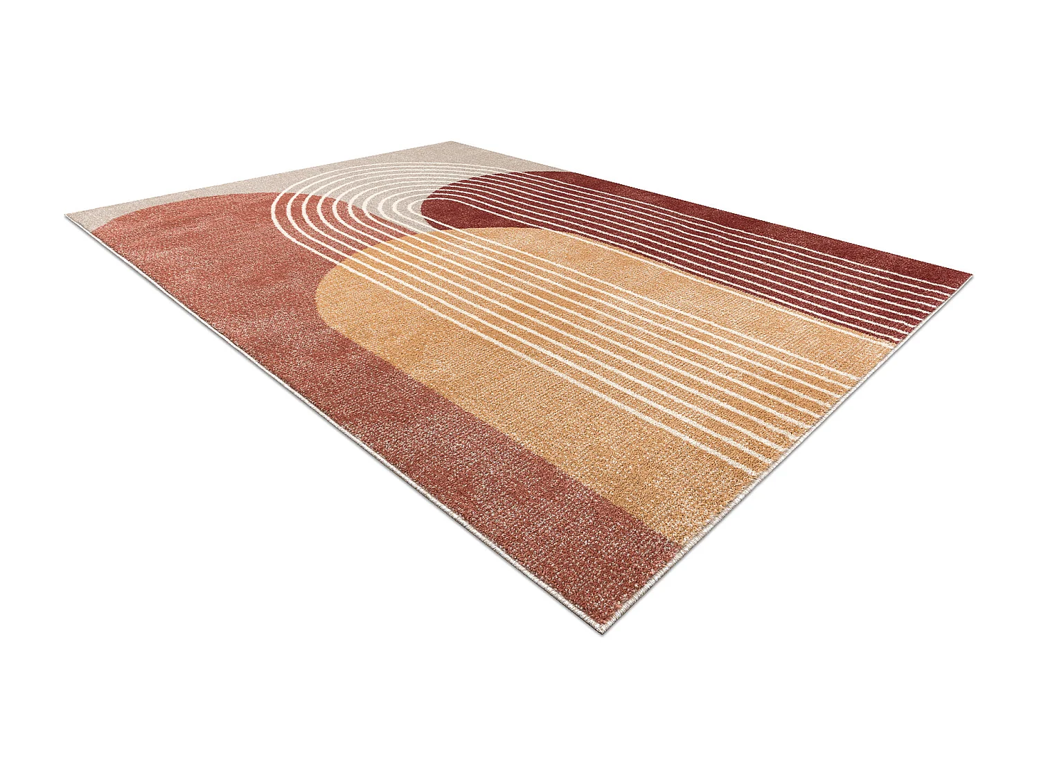 Teppich FUSION 0810 beige / Terrakotta - Geometrisch, modern, abstrakt 200x290 cm