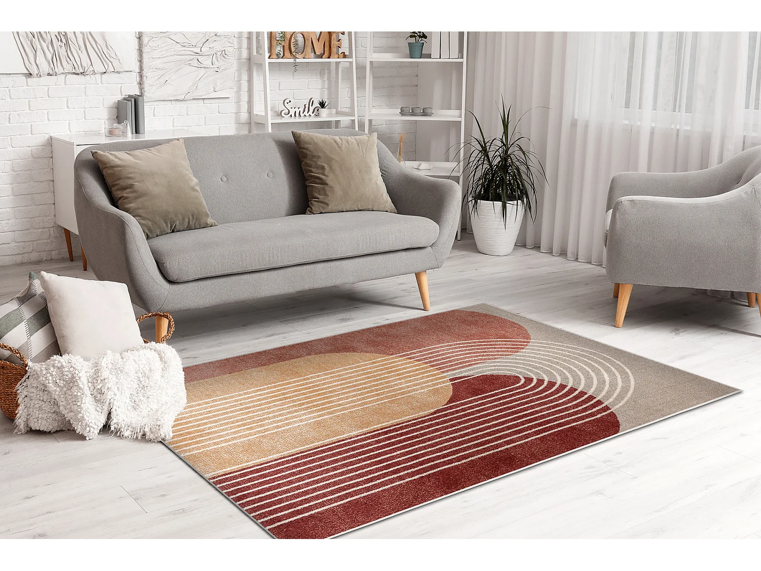 Teppich FUSION 0810 beige / Terrakotta - Geometrisch, modern, abstrakt 200x290 cm