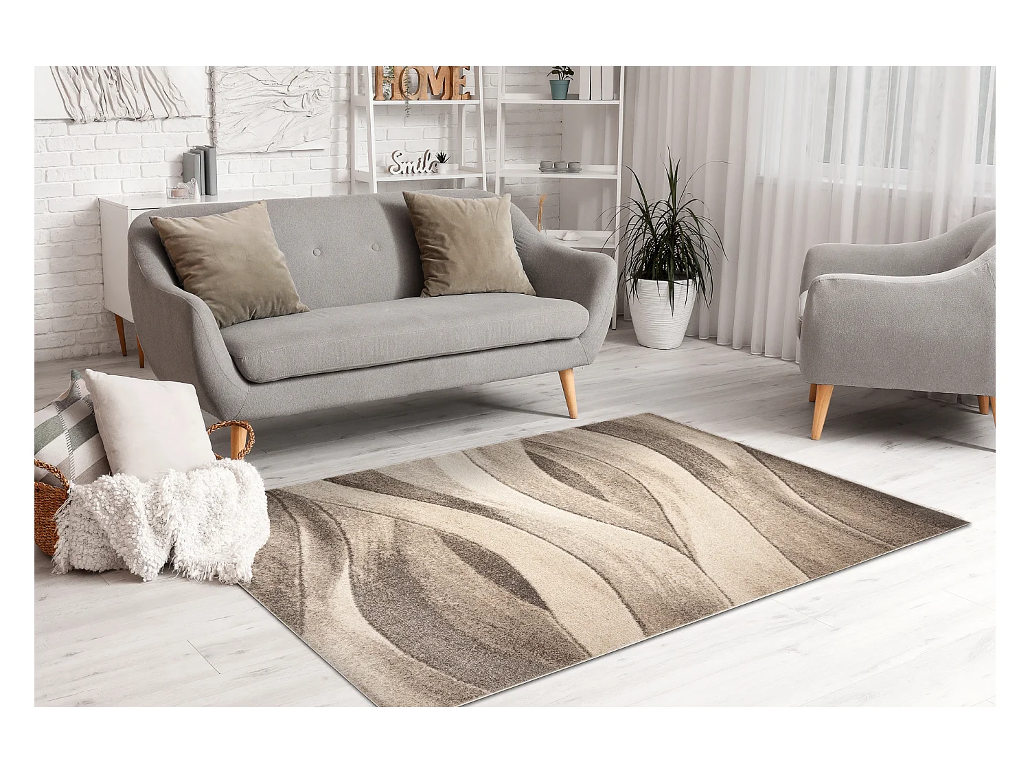 Alfombra FUSION 1617 beige / crema - Ondas, moderna, abstracta 140x190 cm