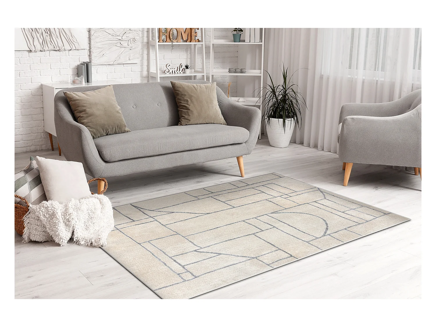 Tapis FUSION 0806 crème / gris clair - Géométrique, moderne, abstra 280x370 cm
