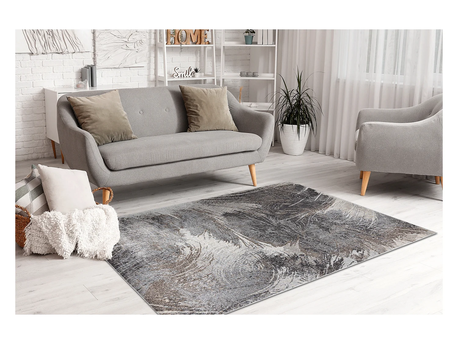 Tapis FUSION 9617 gris foncé / marron - Abstraction, moderne, abstrai 200x290 cm