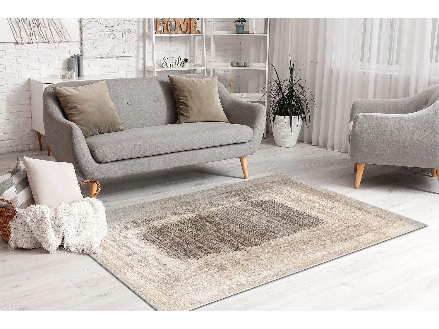 Teppich FUSION 8256 creme / beige - Rahmen, vintage, modern, abstrakt 80x150 cm