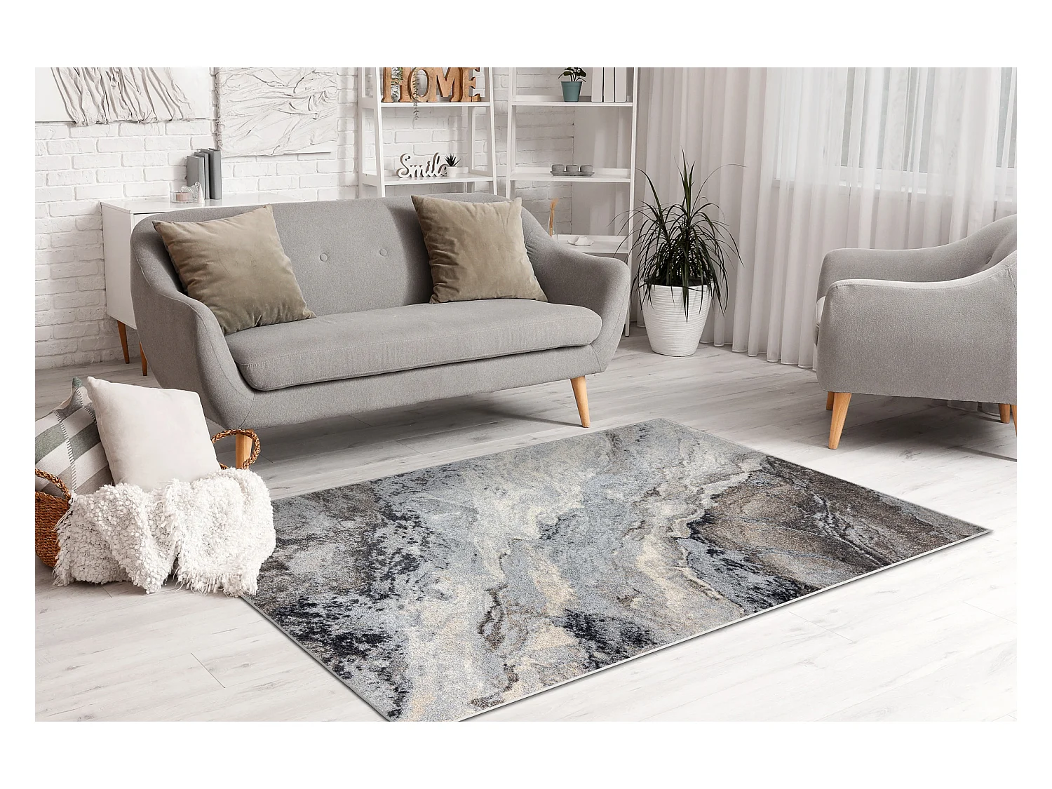 Tapis FUSION 9613 gris clair / gris foncé - Marbre, moderne, abstrait 140x190 cm