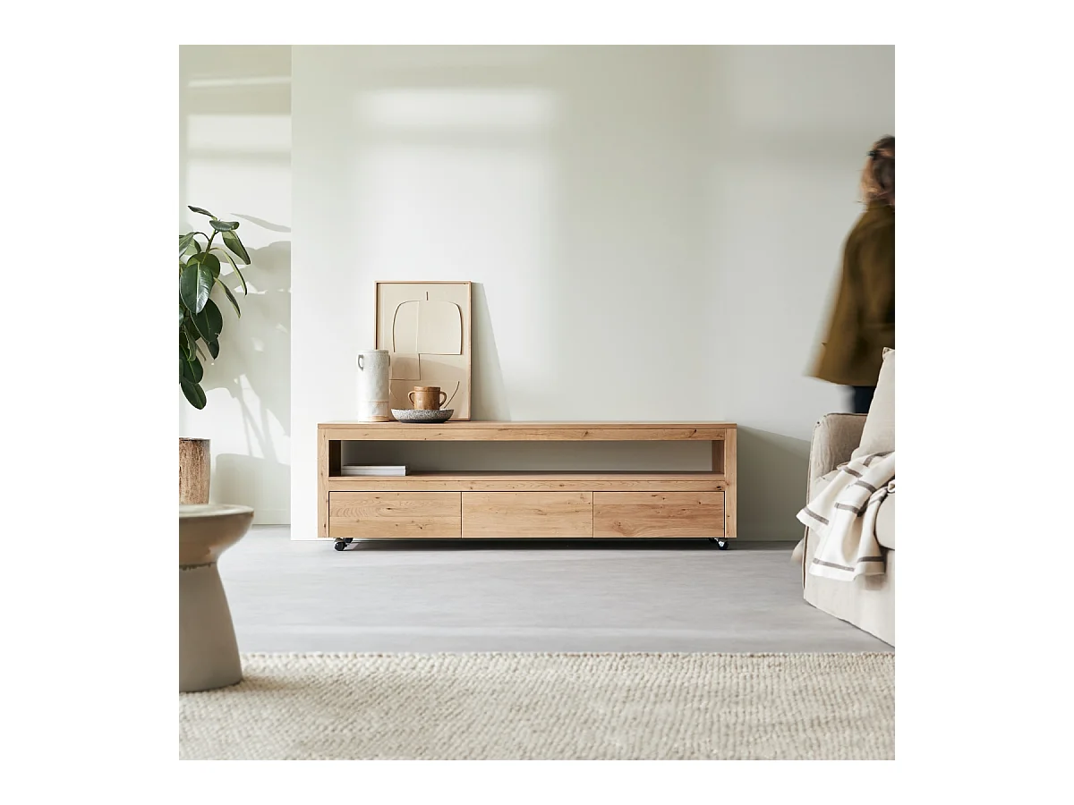 Mobile TV in legno di rovere massello con nodi 180 Anoa