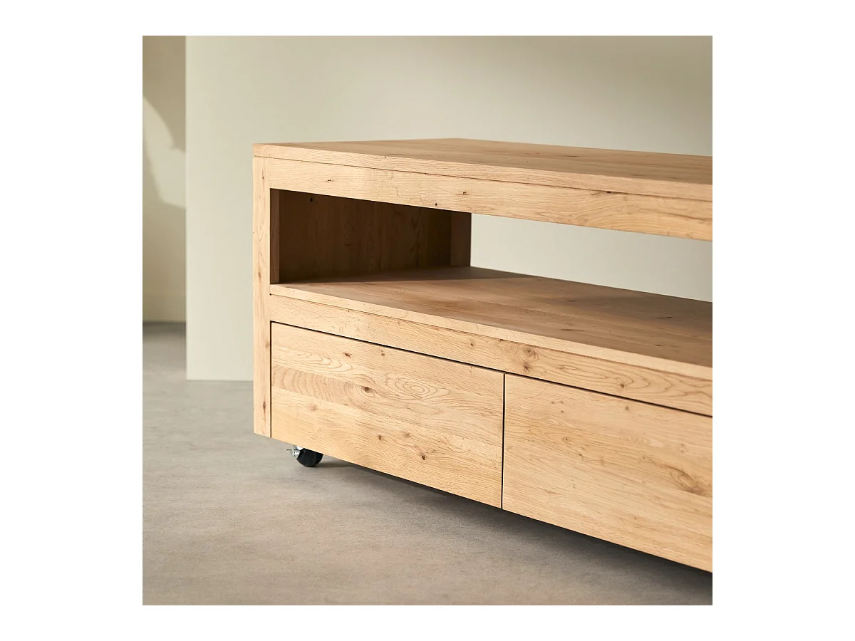 Mobile TV in legno di rovere massello con nodi 180 Anoa