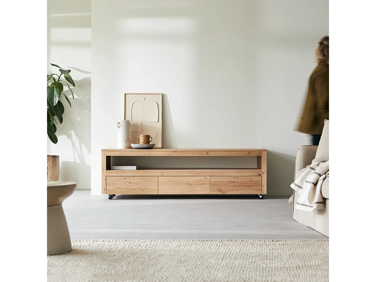 Mobile TV in legno di rovere massello con nodi 180 Anoa