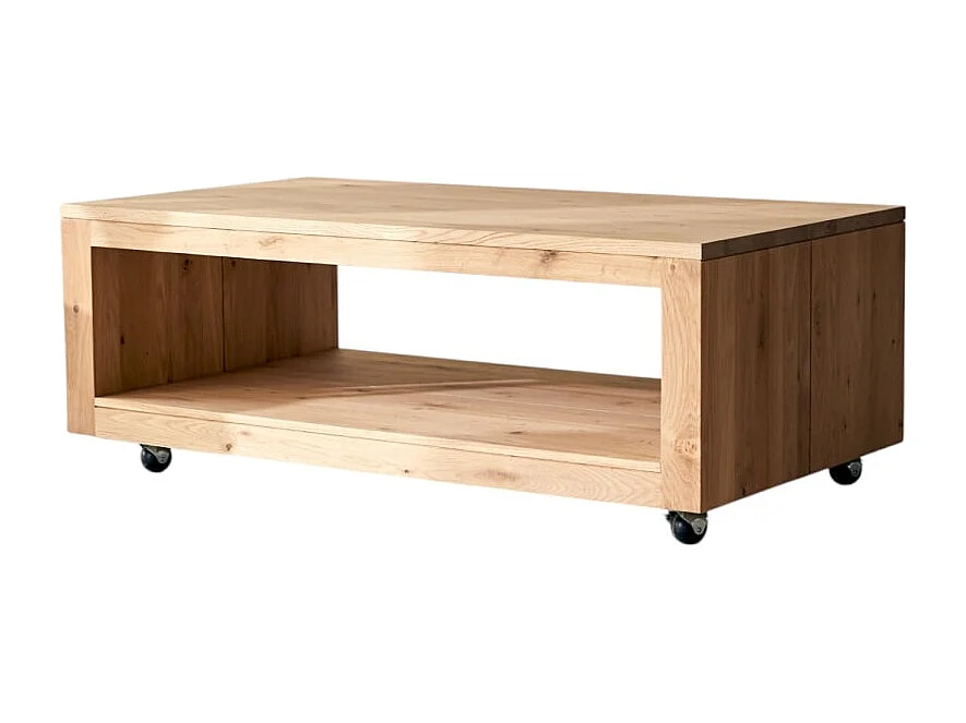 Rechteckiger Couchtisch Anoa aus massivem Eichenholz mit Knoten