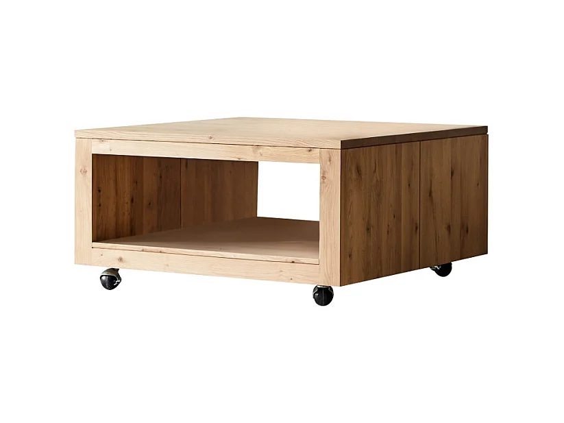 Tavolino quadrato in legno di rovere massello con nodi Anoa