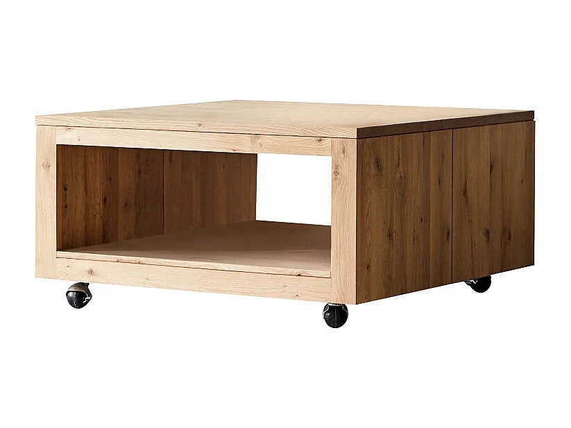 Quadratischer Couchtisch Anoa aus massivem Eichenholz mit Knoten