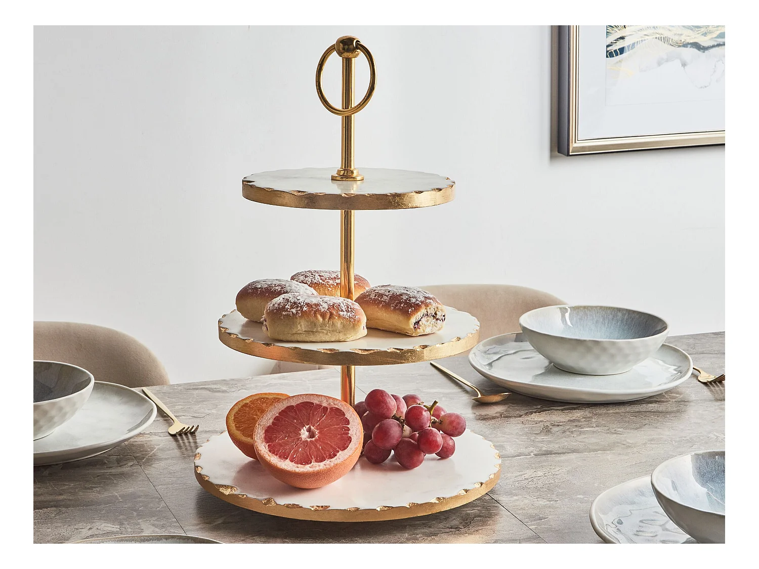 Support à gâteaux IPATI Pierre Marbre blanc