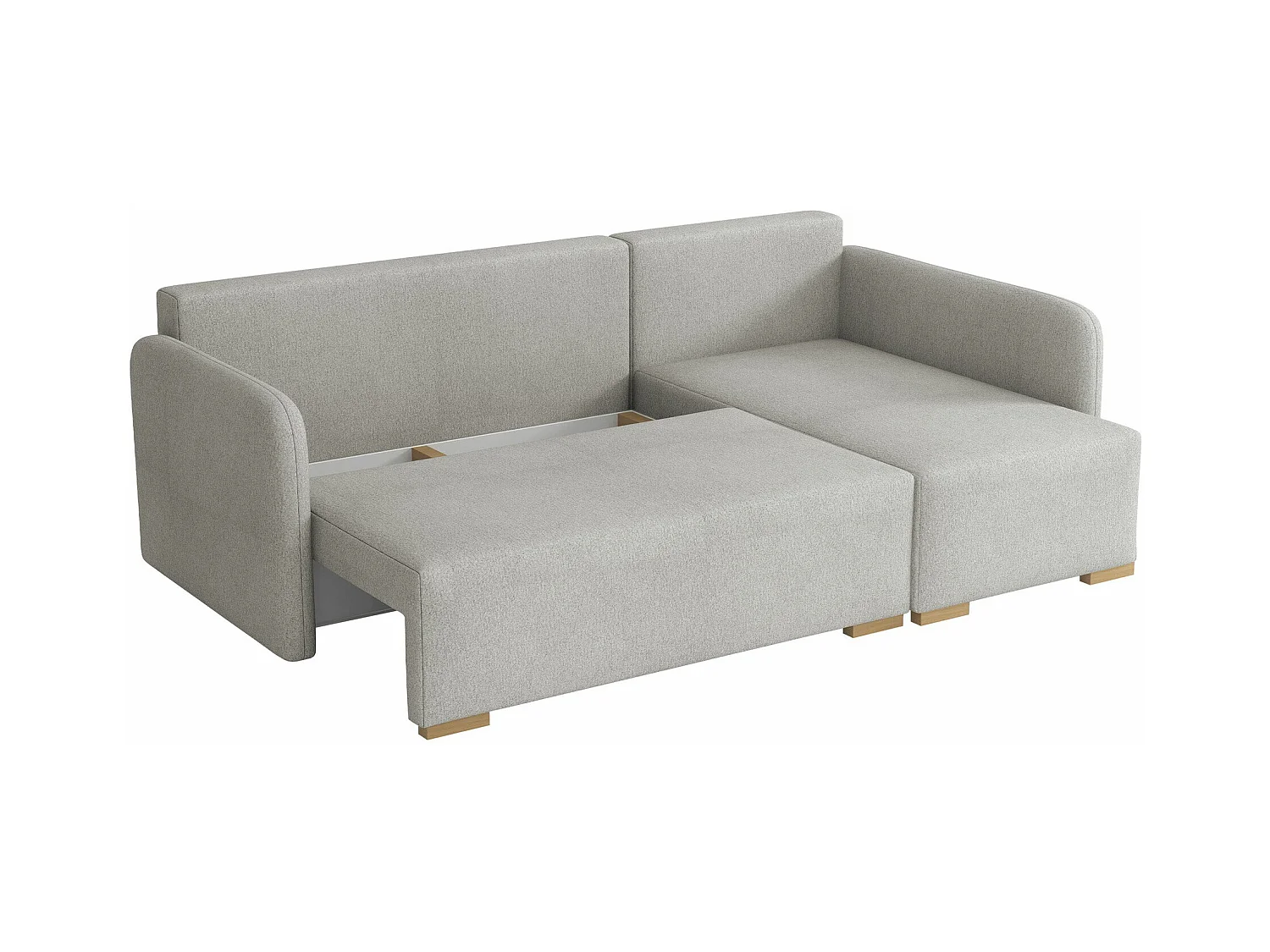 Canapé d'angle Columbus 245, Gris, Fonction de couchage, Boîte de literie, 220x140x85cm