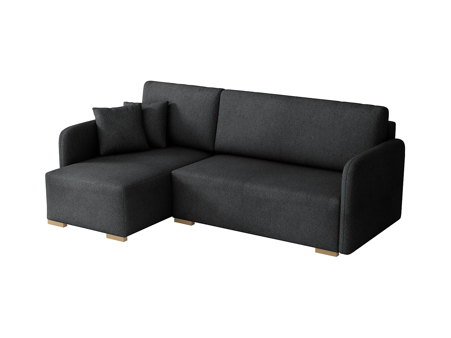 Sofá de canto Columbus 245, Preto, Funcionalidade de dormir, 22x14x9cm