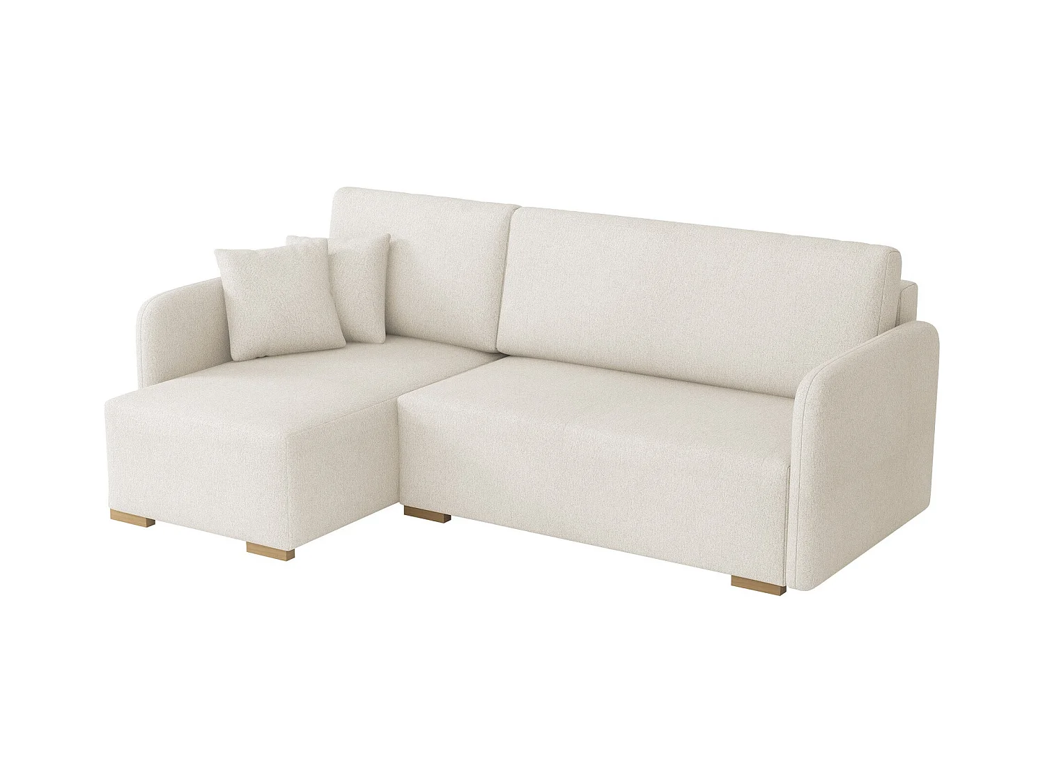 Canapé d'angle Columbus 245, Brun clair, Fonction de couchage, Boîte de literie, 220x85cm