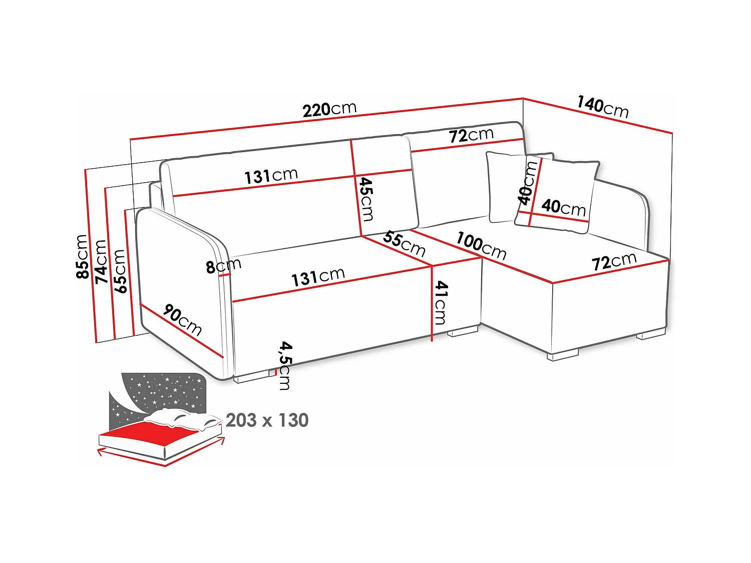 Canapé d'angle Columbus 245, Brun clair, Fonction de couchage, Boîte de literie, 220x85cm