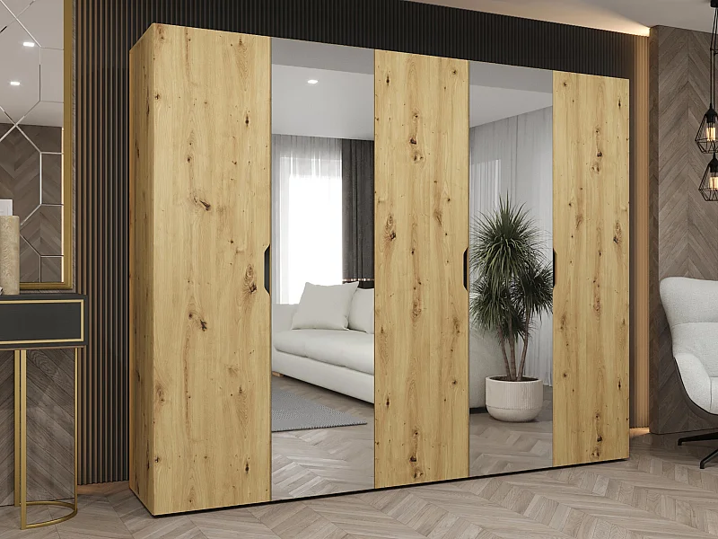Armario Hartford 516, Roble Artisan, 202x250x50cm, Puertas de armario: Con bisagras