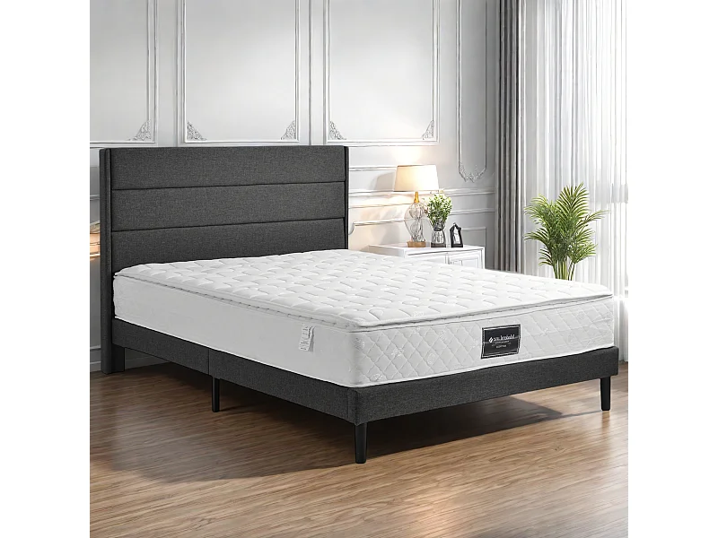 Matelas 140x200 cm à ressorts ensachés et mousse froide 7 zones, H3, 25 cm, certifié OEKO-TEX, surmatelas microfibre, Blanc