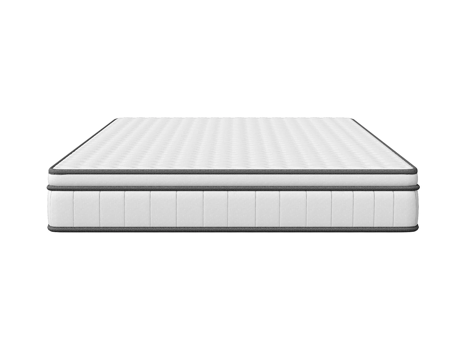 Matelas à ressorts ensachés indépendants à trois côtés 140*190*25CM, blanc + bord gris
