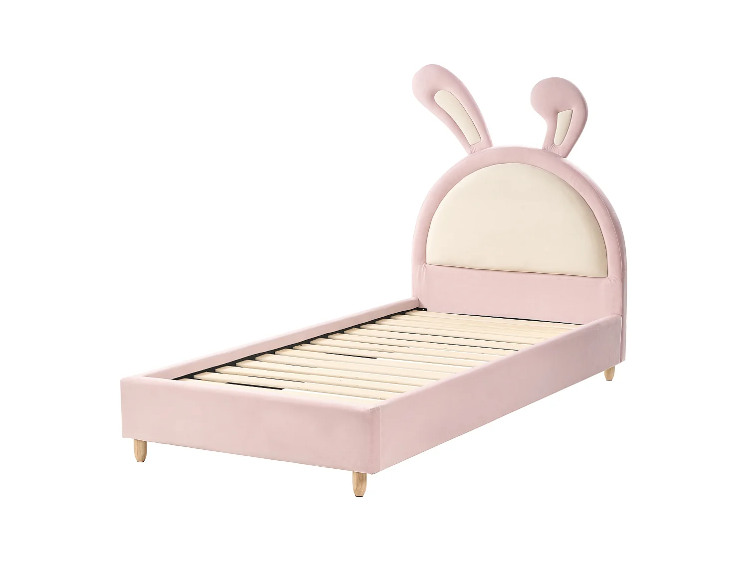 Letto per bambini coniglio Velluto LALLIAS 90 x 200 cm Rosa