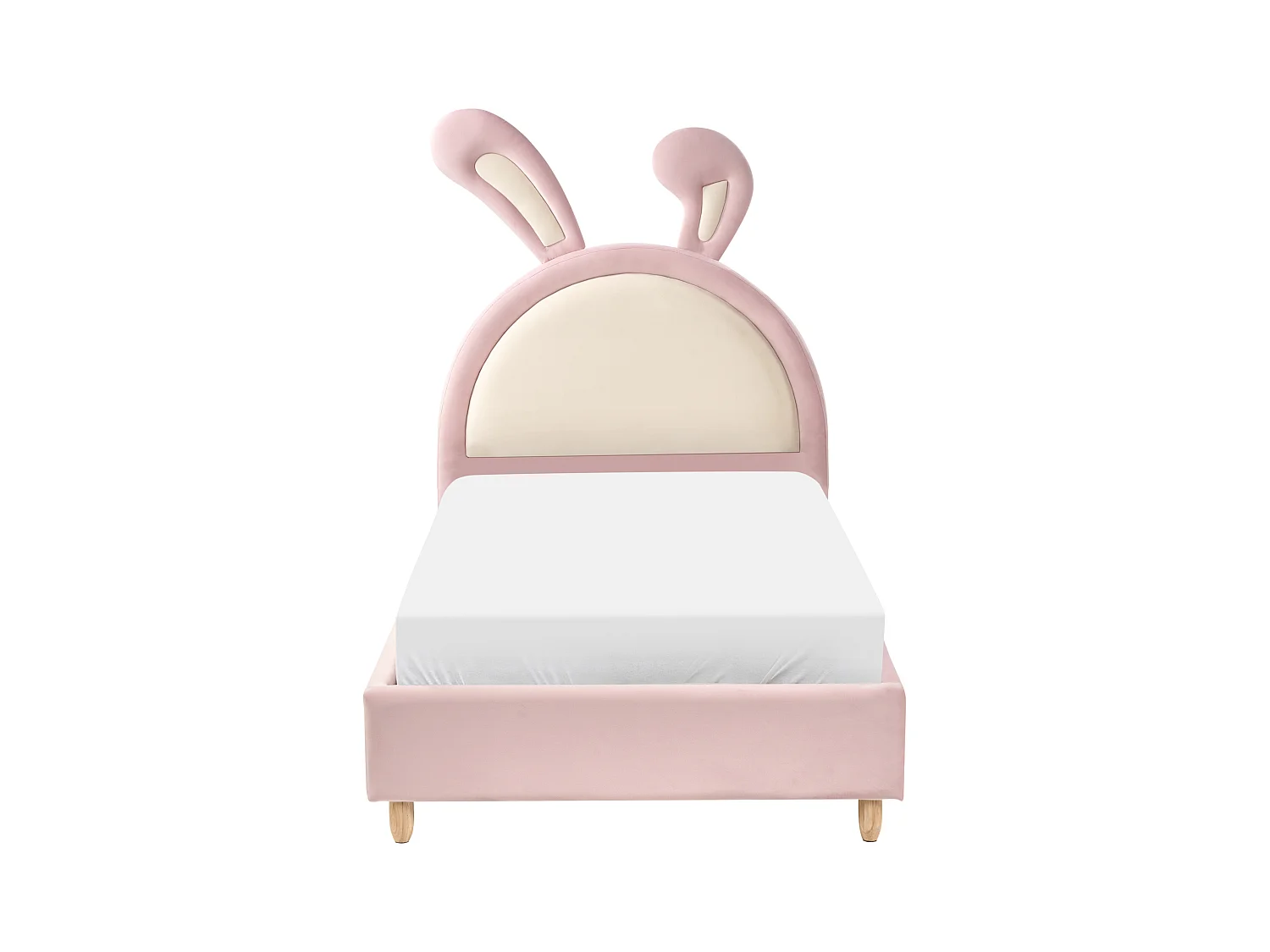 Letto per bambini coniglio Velluto LALLIAS 90 x 200 cm Rosa
